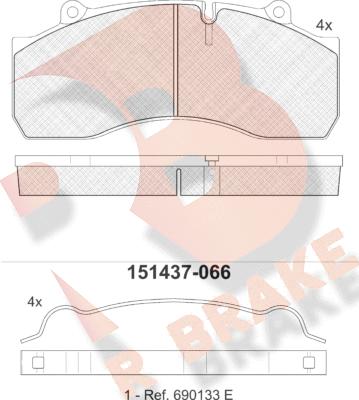 R Brake RB1437-066 - Əyləc altlığı dəsti, əyləc diski furqanavto.az