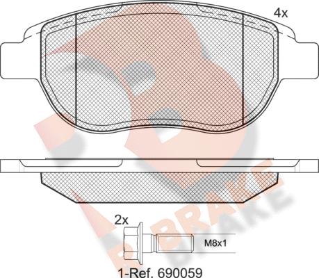 R Brake RB1429-400 - Əyləc altlığı dəsti, əyləc diski furqanavto.az