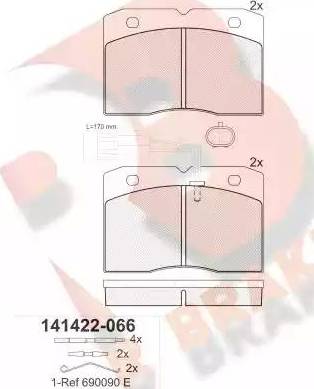 R Brake RB1422 - Əyləc altlığı dəsti, əyləc diski furqanavto.az