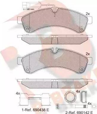 R Brake RB15580-203 - Əyləc altlığı dəsti, əyləc diski furqanavto.az