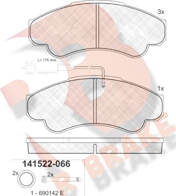 R Brake RB1522 - Əyləc altlığı dəsti, əyləc diski furqanavto.az