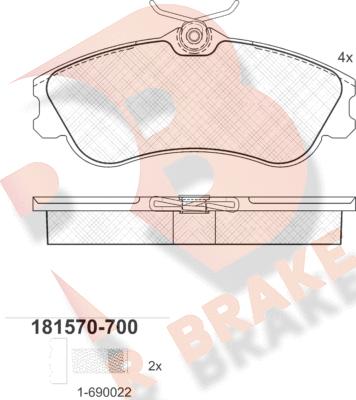 R Brake RB1570-700 - Əyləc altlığı dəsti, əyləc diski furqanavto.az