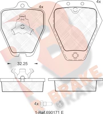 R Brake RB1692 - Əyləc altlığı dəsti, əyləc diski furqanavto.az