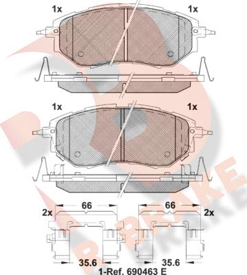 R Brake RB1697-066 - Əyləc altlığı dəsti, əyləc diski furqanavto.az