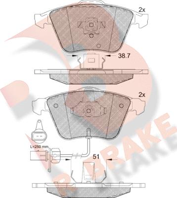 R Brake RB1654 - Əyləc altlığı dəsti, əyləc diski furqanavto.az