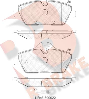 R Brake RB1662-202 - Əyləc altlığı dəsti, əyləc diski furqanavto.az