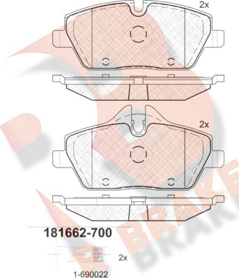 R Brake RB1662-700 - Əyləc altlığı dəsti, əyləc diski furqanavto.az