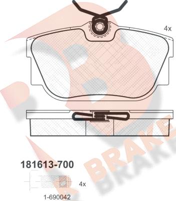 R Brake RB1613-700 - Əyləc altlığı dəsti, əyləc diski furqanavto.az