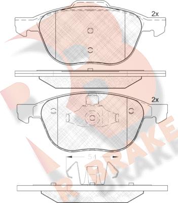 R Brake RB1617-202 - Əyləc altlığı dəsti, əyləc diski furqanavto.az