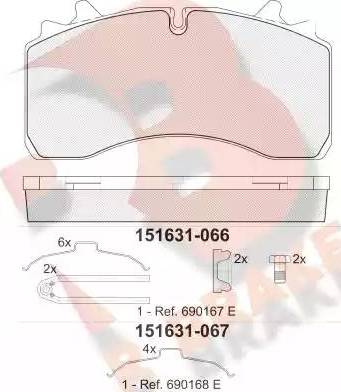 R Brake RB1631 - Əyləc altlığı dəsti, əyləc diski furqanavto.az