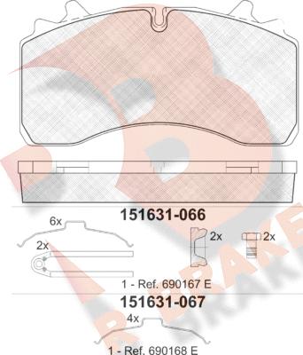 R Brake RB1631-067 - Əyləc altlığı dəsti, əyləc diski furqanavto.az