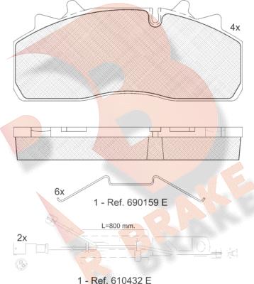 R Brake RB1623-225 - Əyləc altlığı dəsti, əyləc diski furqanavto.az