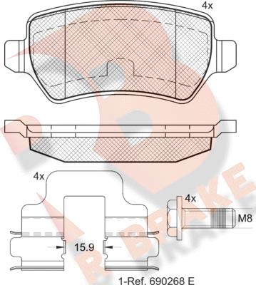 R Brake RB1622-204 - Əyləc altlığı dəsti, əyləc diski www.furqanavto.az