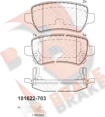 R Brake RB1622-703 - Əyləc altlığı dəsti, əyləc diski www.furqanavto.az