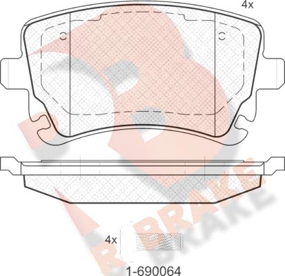 R Brake RB1674-204 - Əyləc altlığı dəsti, əyləc diski furqanavto.az