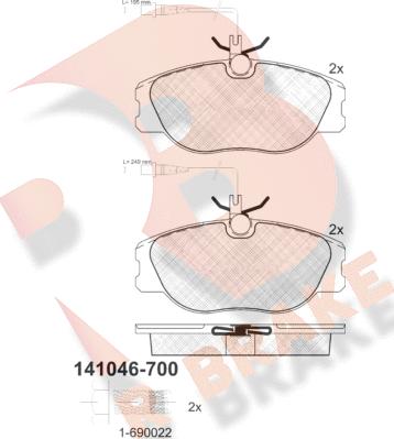 R Brake RB1046-700 - Əyləc altlığı dəsti, əyləc diski furqanavto.az