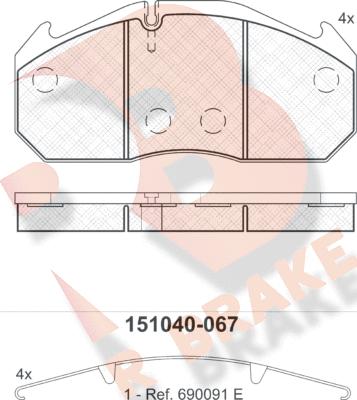 R Brake RB1040-067 - Əyləc altlığı dəsti, əyləc diski furqanavto.az