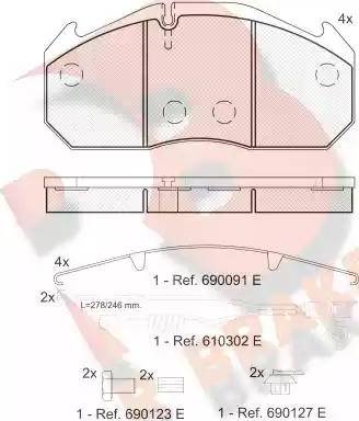 R Brake RB1040-120 - Əyləc altlığı dəsti, əyləc diski furqanavto.az