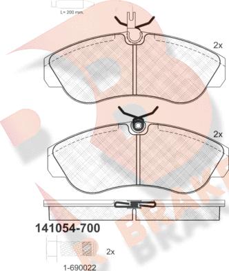 R Brake RB1054-700 - Əyləc altlığı dəsti, əyləc diski furqanavto.az