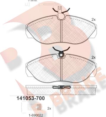 R Brake RB1053-700 - Əyləc altlığı dəsti, əyləc diski furqanavto.az