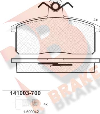 R Brake RB1003-700 - Əyləc altlığı dəsti, əyləc diski furqanavto.az