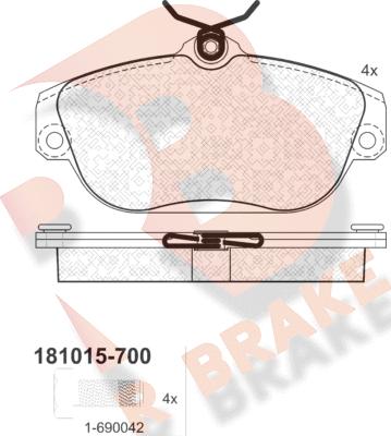 R Brake RB1015-700 - Əyləc altlığı dəsti, əyləc diski furqanavto.az