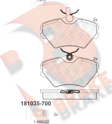 R Brake RB1035-700 - Əyləc altlığı dəsti, əyləc diski furqanavto.az