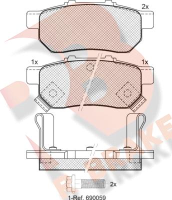 R Brake RB1024 - Əyləc altlığı dəsti, əyləc diski furqanavto.az