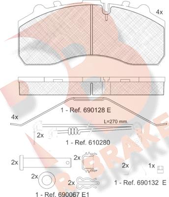 R Brake RB1194-118 - Əyləc altlığı dəsti, əyləc diski furqanavto.az