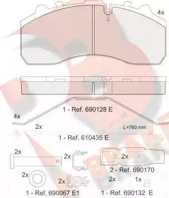 R Brake RB1194-225 - Əyləc altlığı dəsti, əyləc diski furqanavto.az