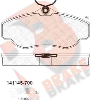 R Brake RB1145-700 - Əyləc altlığı dəsti, əyləc diski furqanavto.az