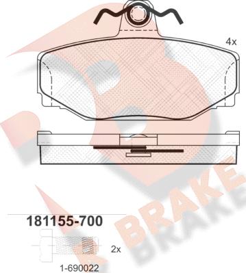 R Brake RB1155-700 - Əyləc altlığı dəsti, əyləc diski furqanavto.az