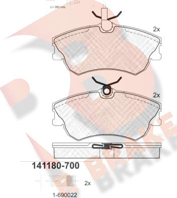 R Brake RB1180-700 - Əyləc altlığı dəsti, əyləc diski furqanavto.az