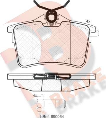 R Brake RB1895 - Əyləc altlığı dəsti, əyləc diski furqanavto.az