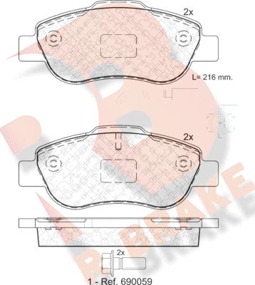 R Brake RB1843-203 - Əyləc altlığı dəsti, əyləc diski furqanavto.az