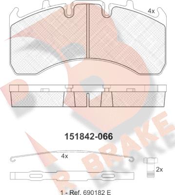 R Brake RB1842-066 - Əyləc altlığı dəsti, əyləc diski furqanavto.az