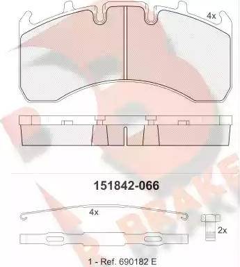 R Brake RB1842 - Əyləc altlığı dəsti, əyləc diski furqanavto.az