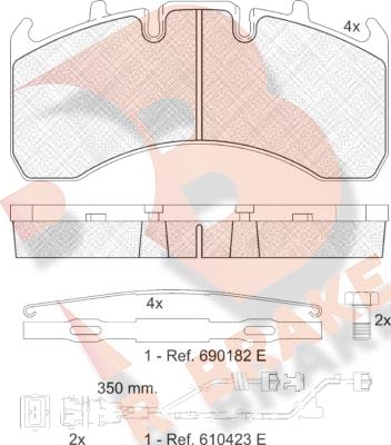 R Brake RB1842-122 - Əyləc altlığı dəsti, əyləc diski furqanavto.az