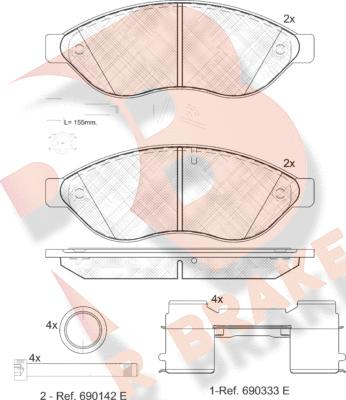 R Brake RB1803-203 - Əyləc altlığı dəsti, əyləc diski furqanavto.az