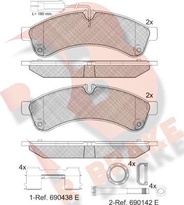 R Brake RB1880-203 - Əyləc altlığı dəsti, əyləc diski furqanavto.az