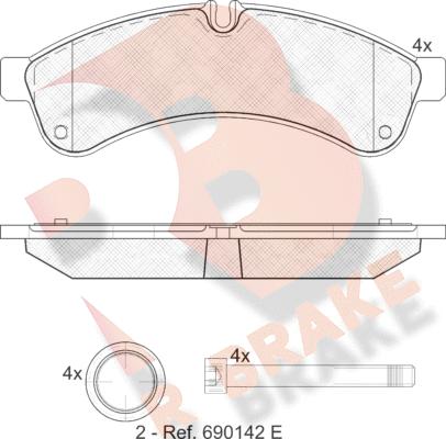 R Brake RB1880 - Əyləc altlığı dəsti, əyləc diski furqanavto.az