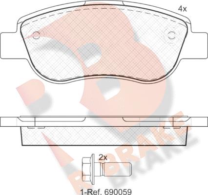 R Brake RB1883 - Əyləc altlığı dəsti, əyləc diski furqanavto.az