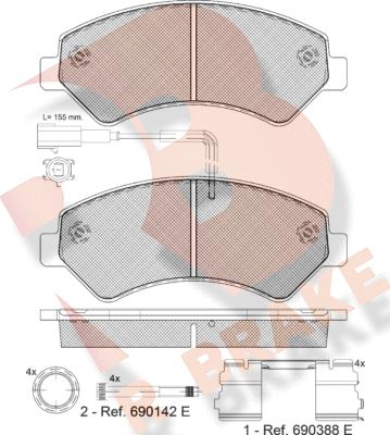 R Brake RB1836-201 - Əyləc altlığı dəsti, əyləc diski furqanavto.az