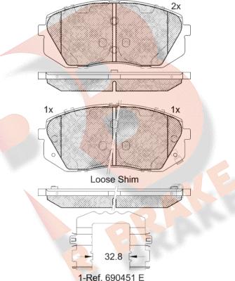 R Brake RB1826-202 - Əyləc altlığı dəsti, əyləc diski furqanavto.az