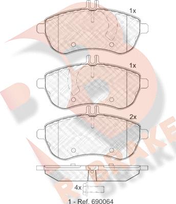 R Brake RB1821 - Əyləc altlığı dəsti, əyləc diski furqanavto.az