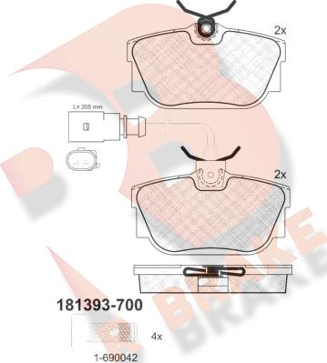 R Brake RB1393-700 - Əyləc altlığı dəsti, əyləc diski furqanavto.az