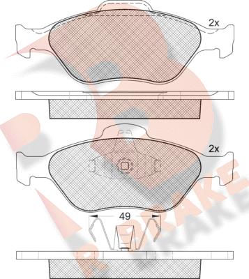 R Brake RB1343 - Əyləc altlığı dəsti, əyləc diski furqanavto.az