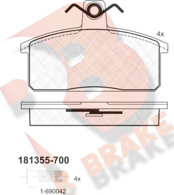 R Brake RB1355-700 - Əyləc altlığı dəsti, əyləc diski furqanavto.az