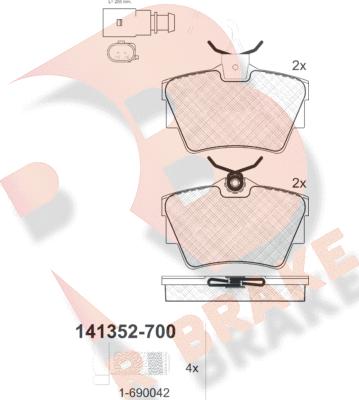 R Brake RB1352-700 - Əyləc altlığı dəsti, əyləc diski furqanavto.az