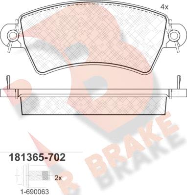 R Brake RB1365-702 - Əyləc altlığı dəsti, əyləc diski furqanavto.az